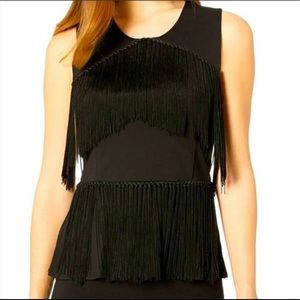 BCBGMaxAzria Black Sleeveless Fringe Tank Top size Small